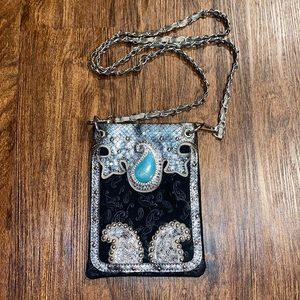 Turquoise Embellished Crossbody Purse